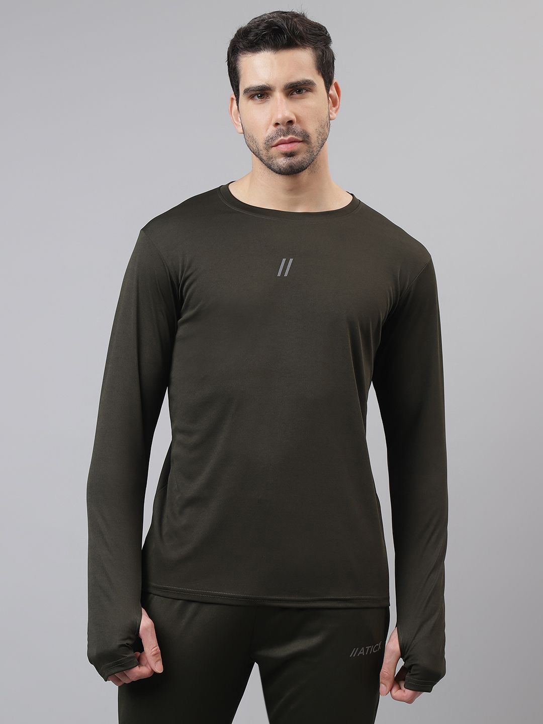 

ATICX Men Slim Fit T-shirt, Olive