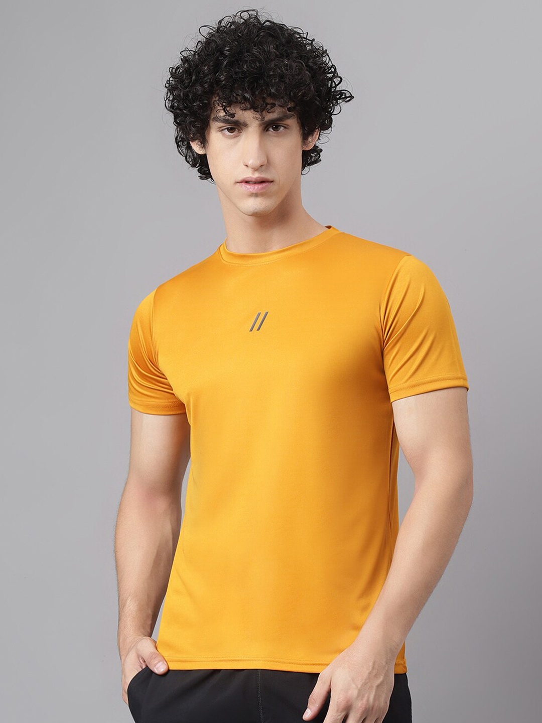 

ATICX Men Slim Fit T-shirt, Yellow