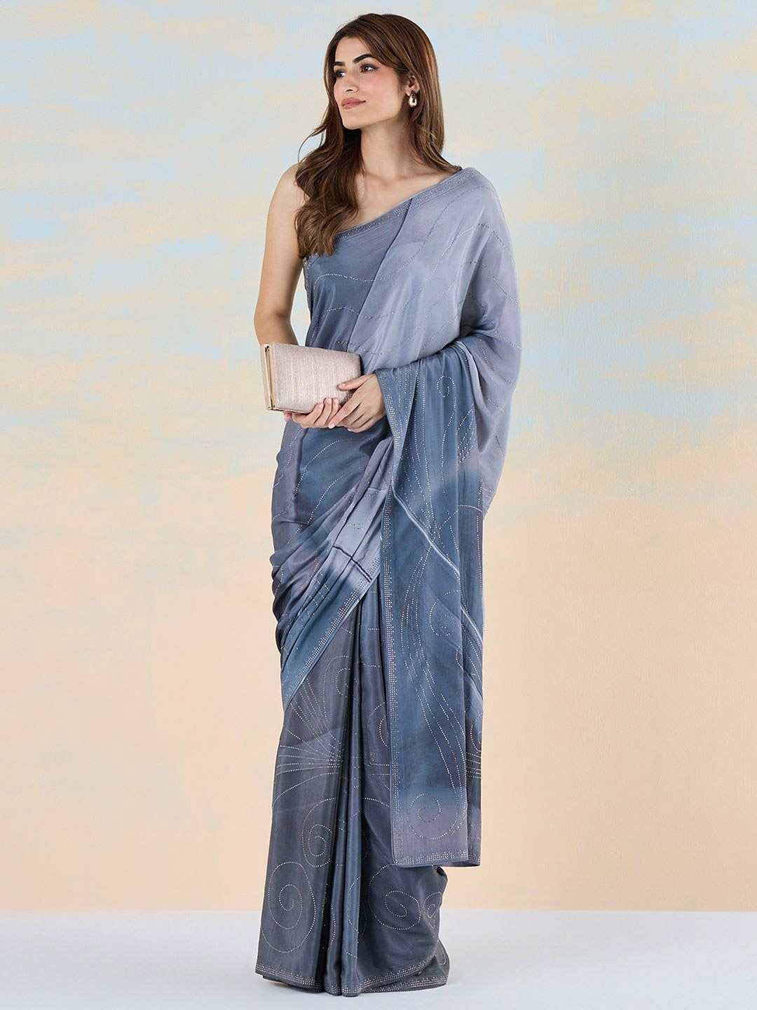 

navyasa by liva Embellished Sequinned Liva Saree, Grey