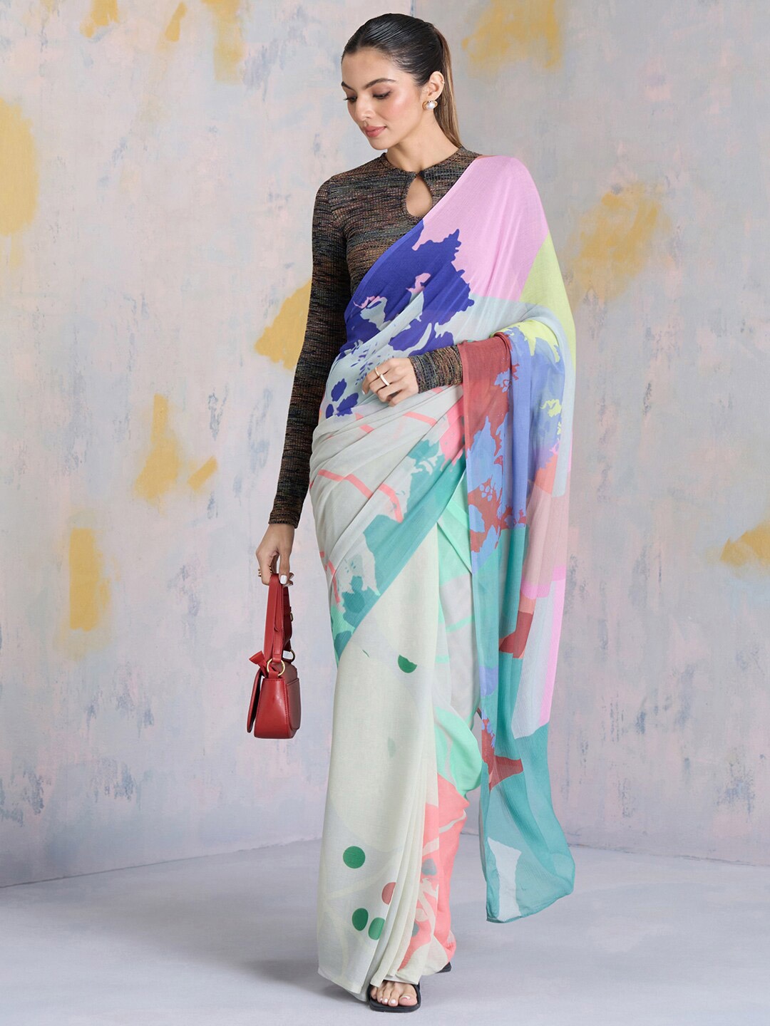 

navyasa by liva Liva Saree, Grey