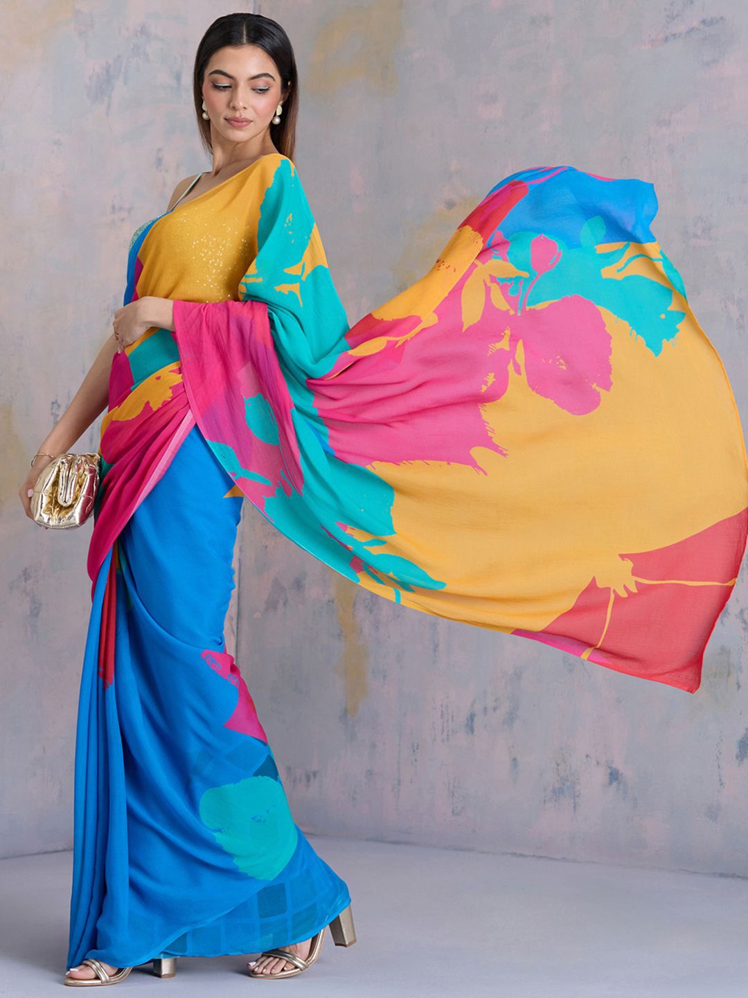 

navyasa by liva Abstract Liva Saree, Blue