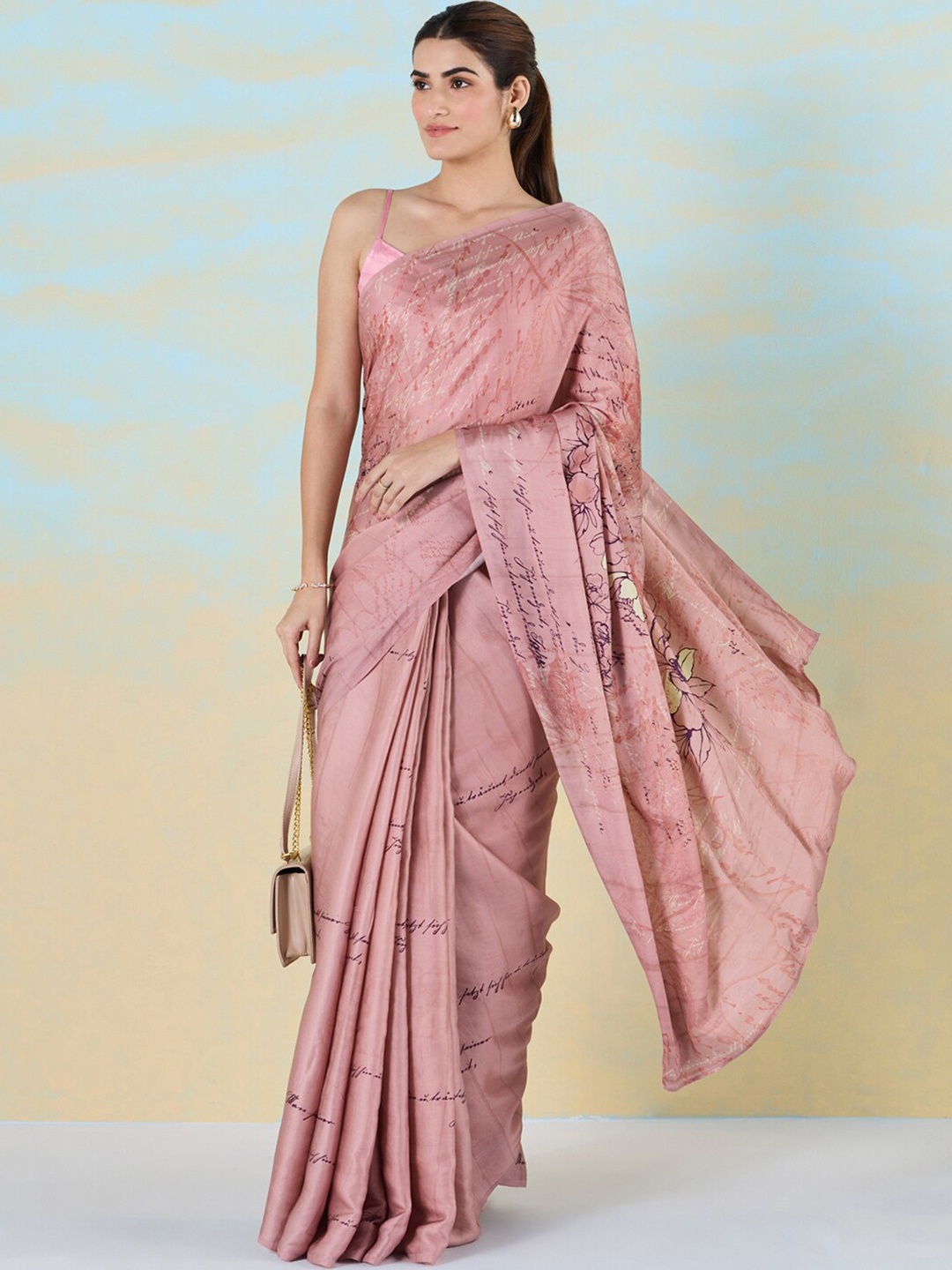 

navyasa by liva Floral Printed Liva Saree, Pink