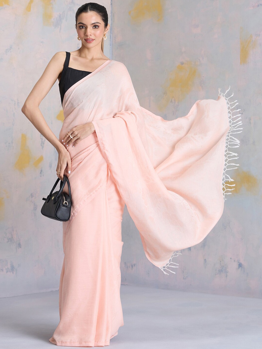 

navyasa by liva Liva Jamdani Saree, Peach