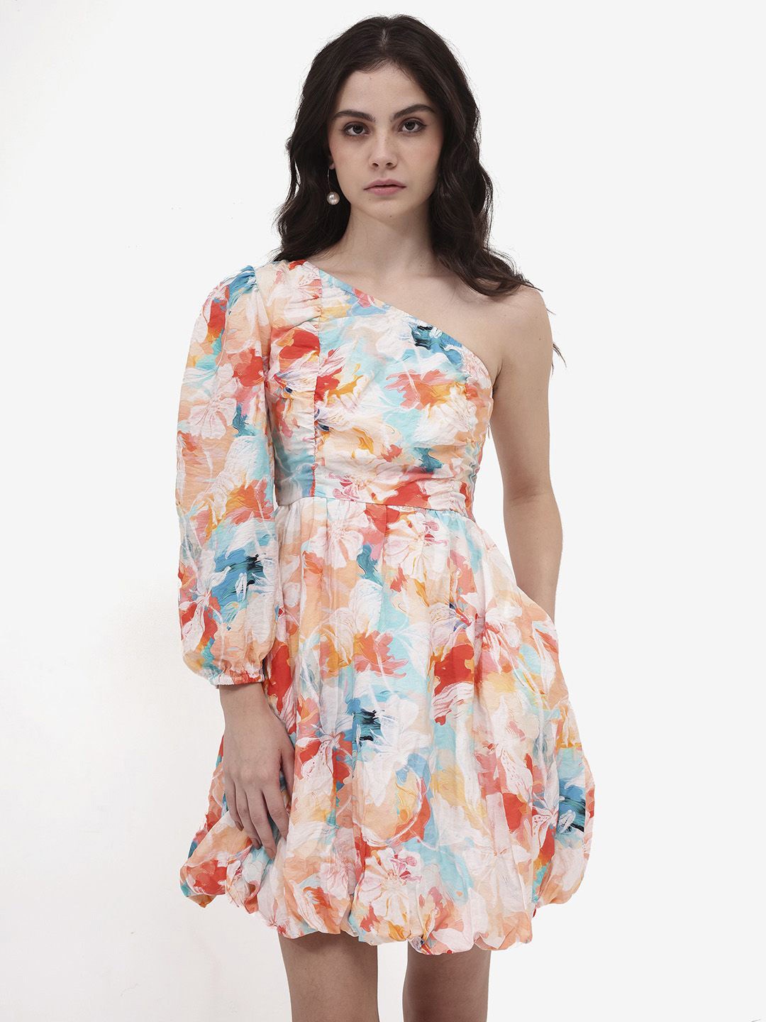 

RAREISM Floral Print Puff Sleeve Fit & Flare Dress, Multi