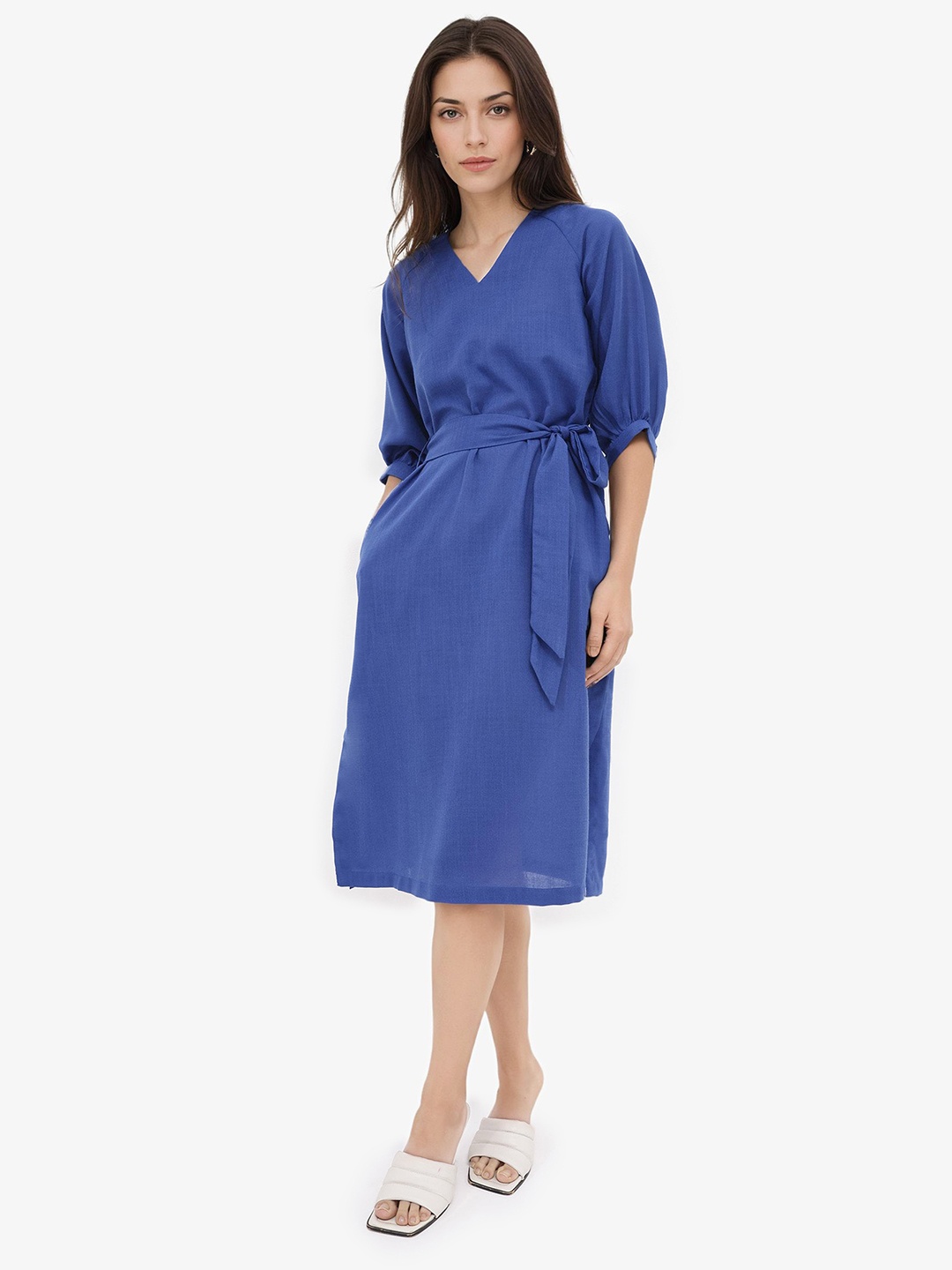 

RAREISM Linen Sheath Midi Dress, Blue