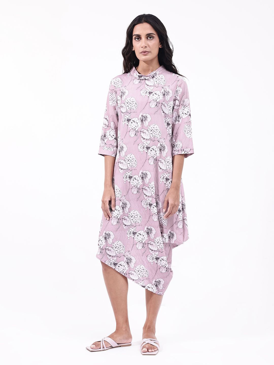 

RAREISM Floral Print A-line Midi Dress, Pink