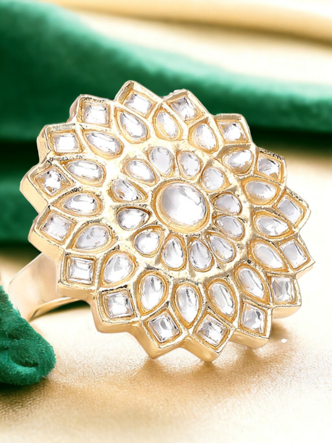 

OOMPH Gold-Plated Kundan-Studded Adjustable Finger Ring