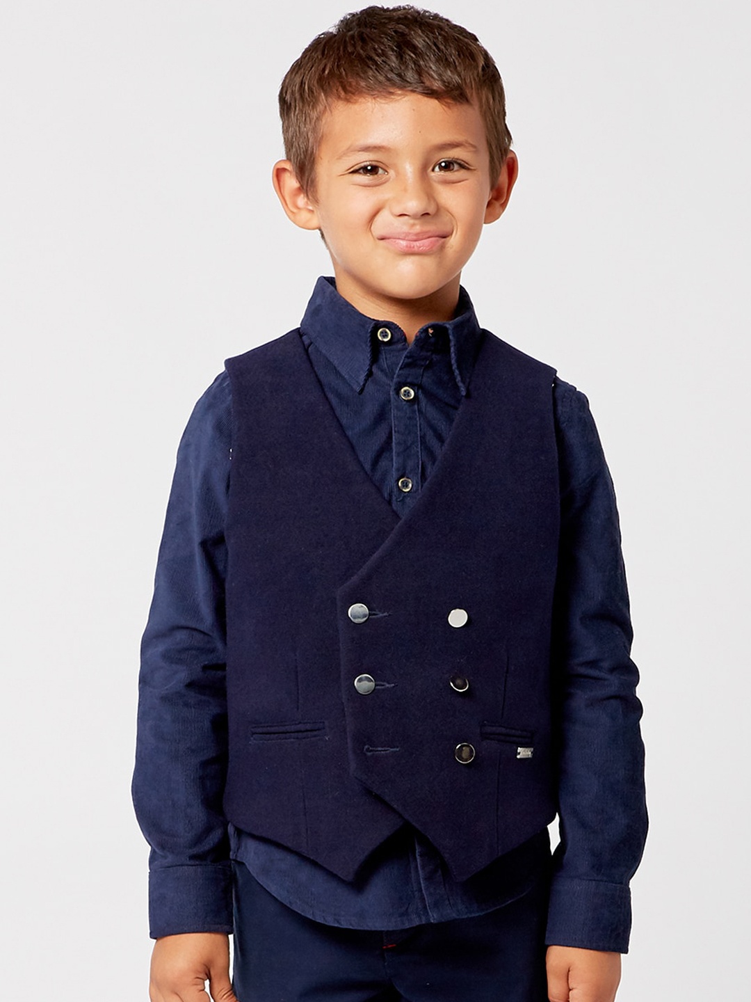 

One Friday Boys Double-Breasted Waistcoat, Navy blue