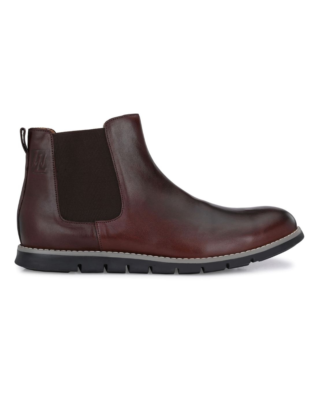 

LEGWORK Men Round Toe Leather Chelsea Boots, Brown
