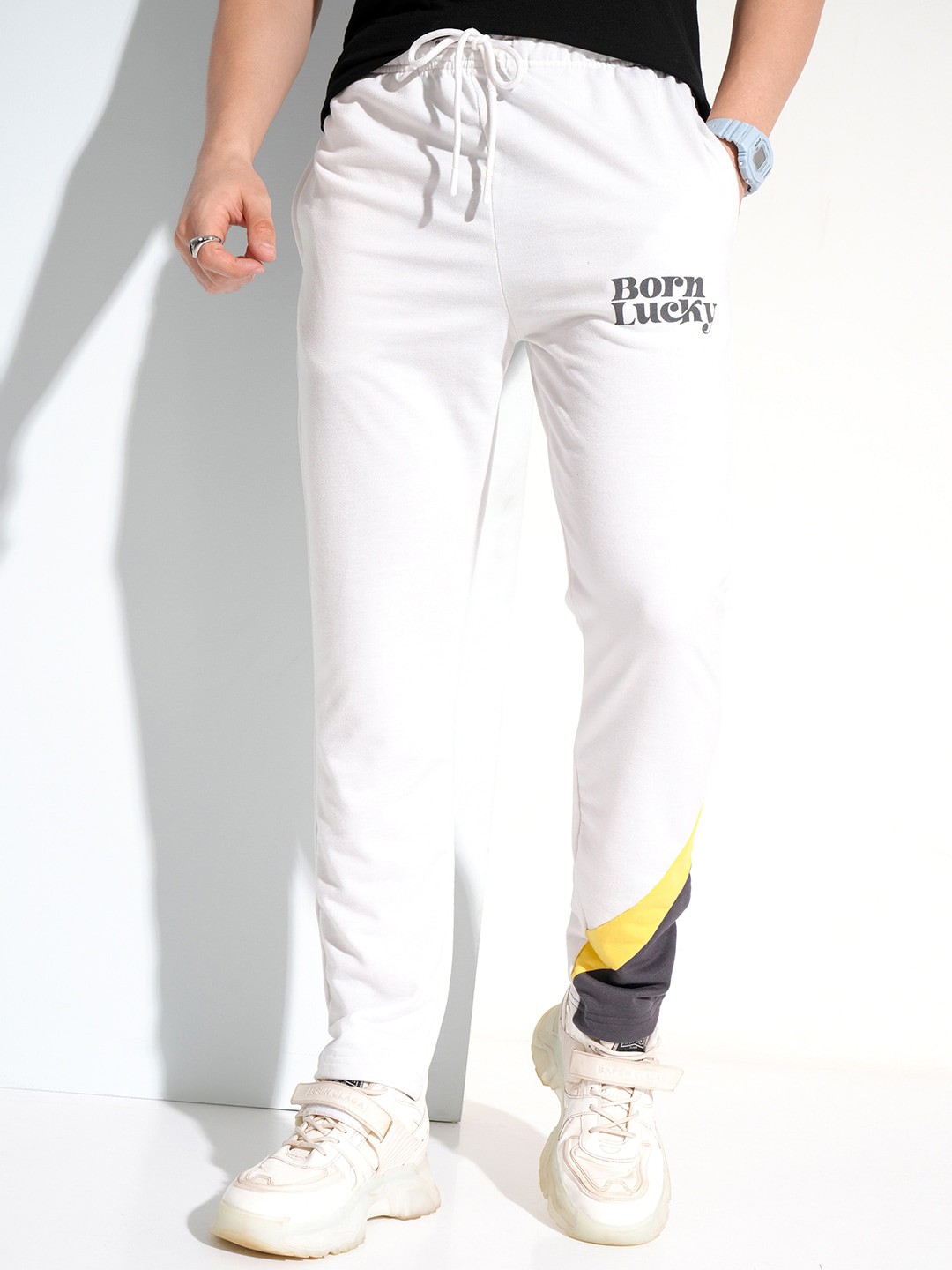 

KETCH Men Colorblocked Track Pants, White