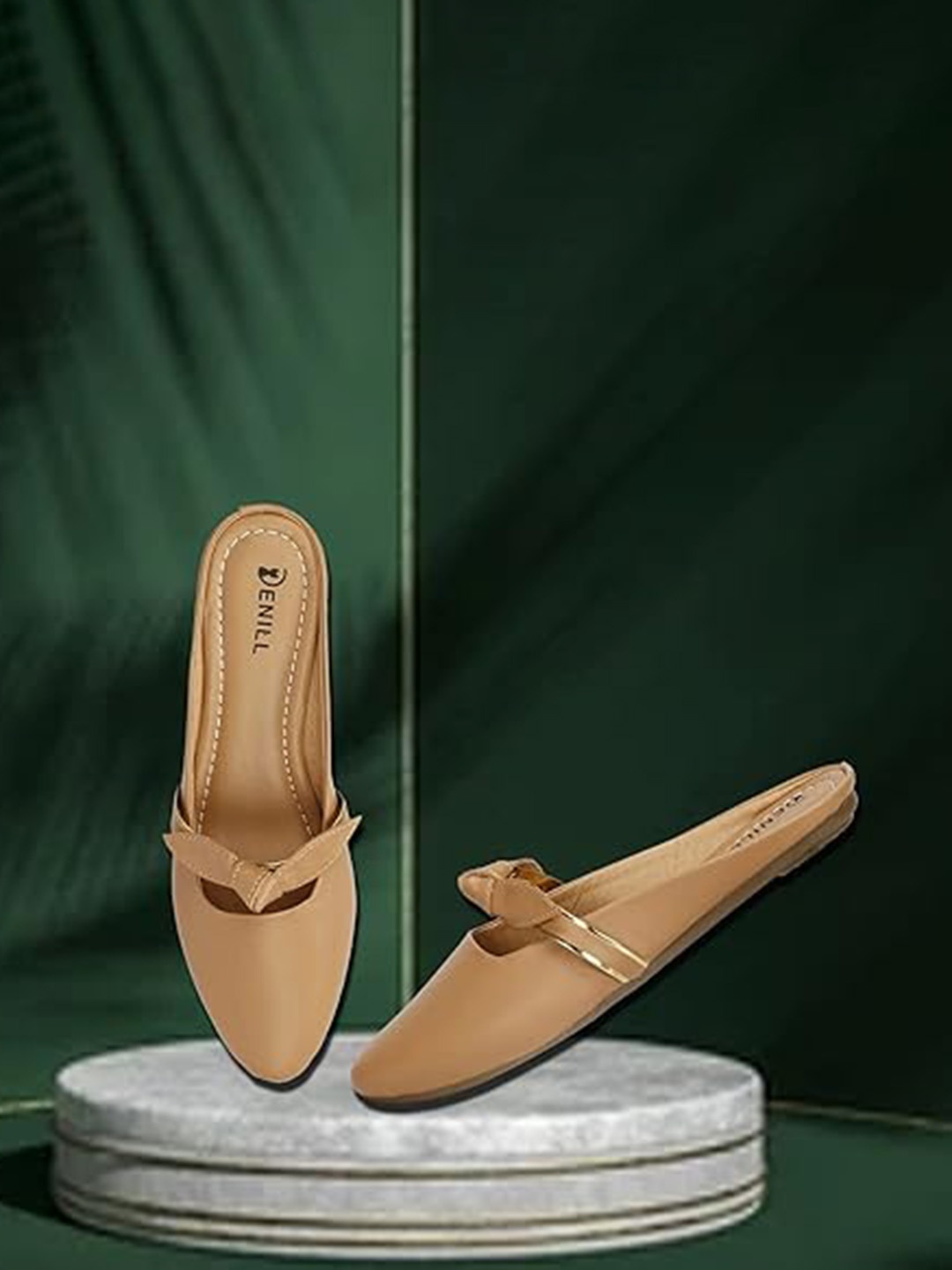 

Denill Women Mules with Bows Flats, Beige