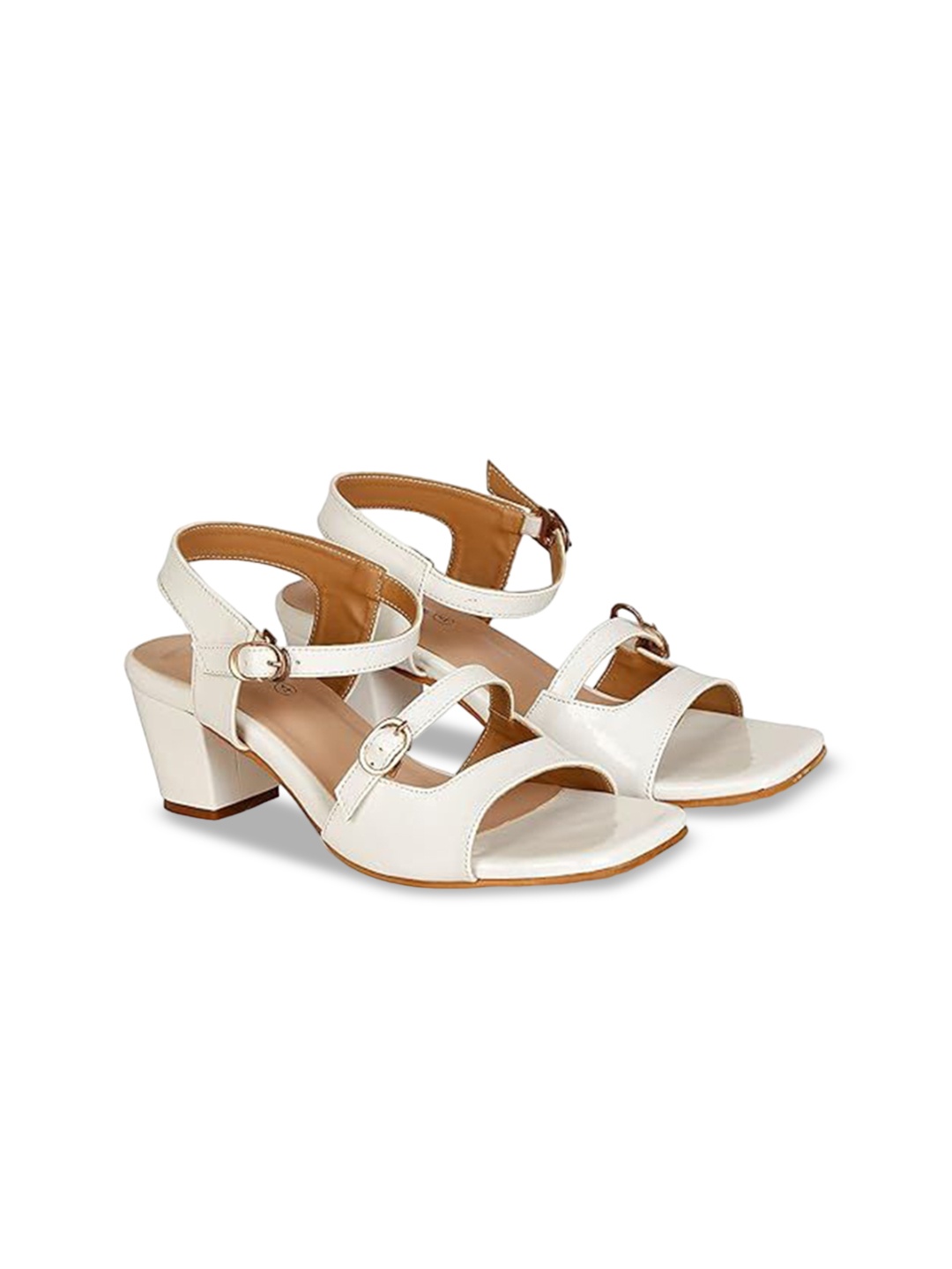 

Denill Buckle Detailed Block Heels, White