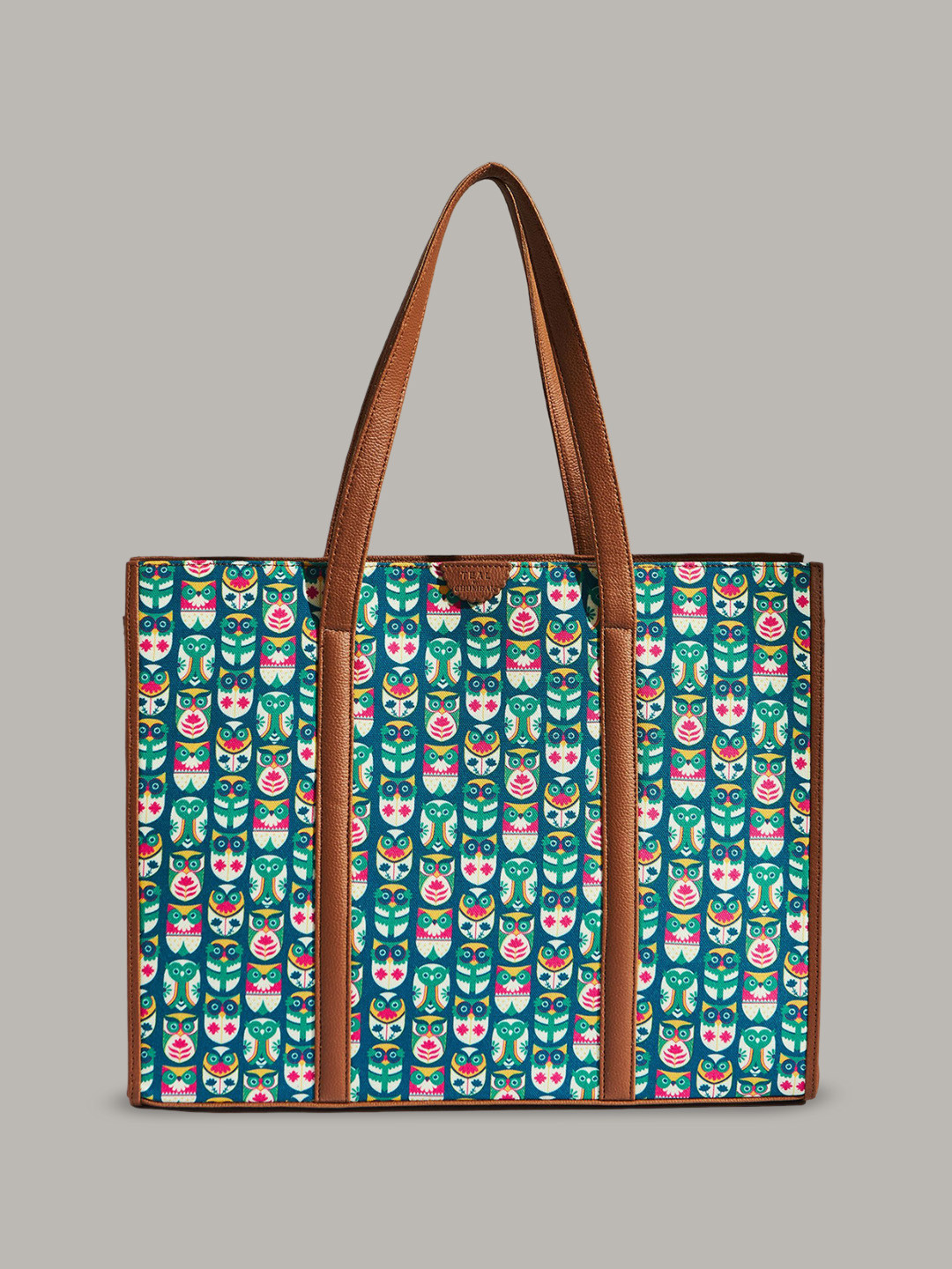 

TEAL BY CHUMBAK Owl March Printed Shopper Tote Bag, Blue