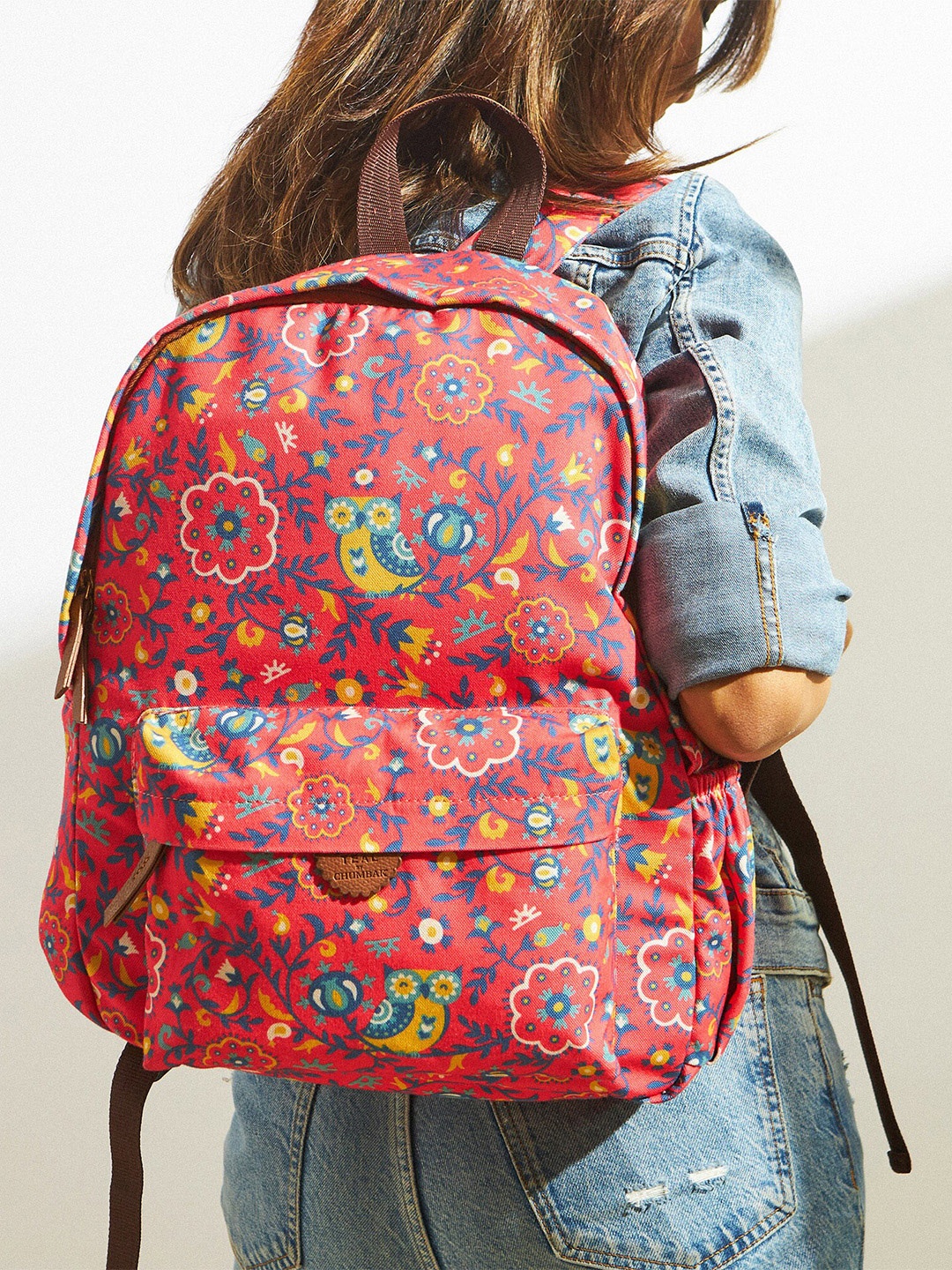 

TEAL BY CHUMBAK Bukhara Blooms Women Floral Printed Backpack Up to 16 inch, Red