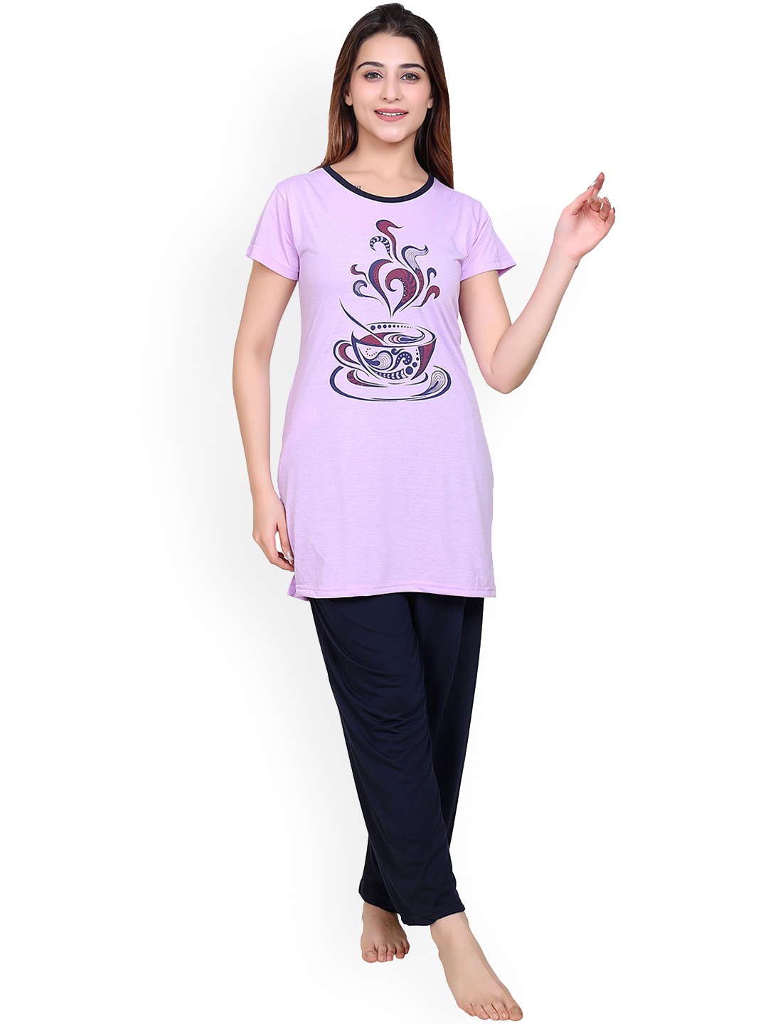

TWENTY ME Women Printed Night suit, Mauve