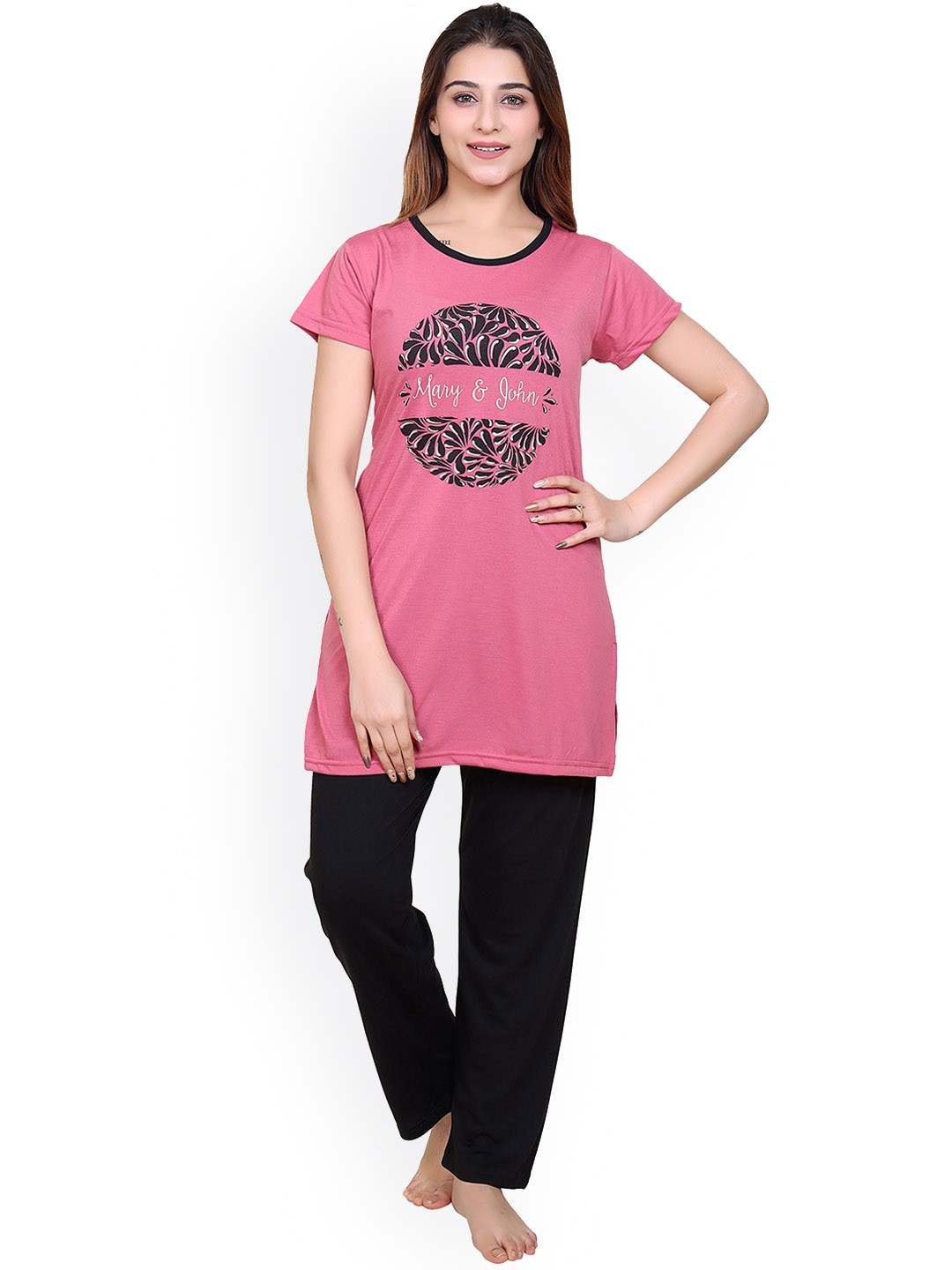 

TWENTY ME Women Printed Night suit, Pink
