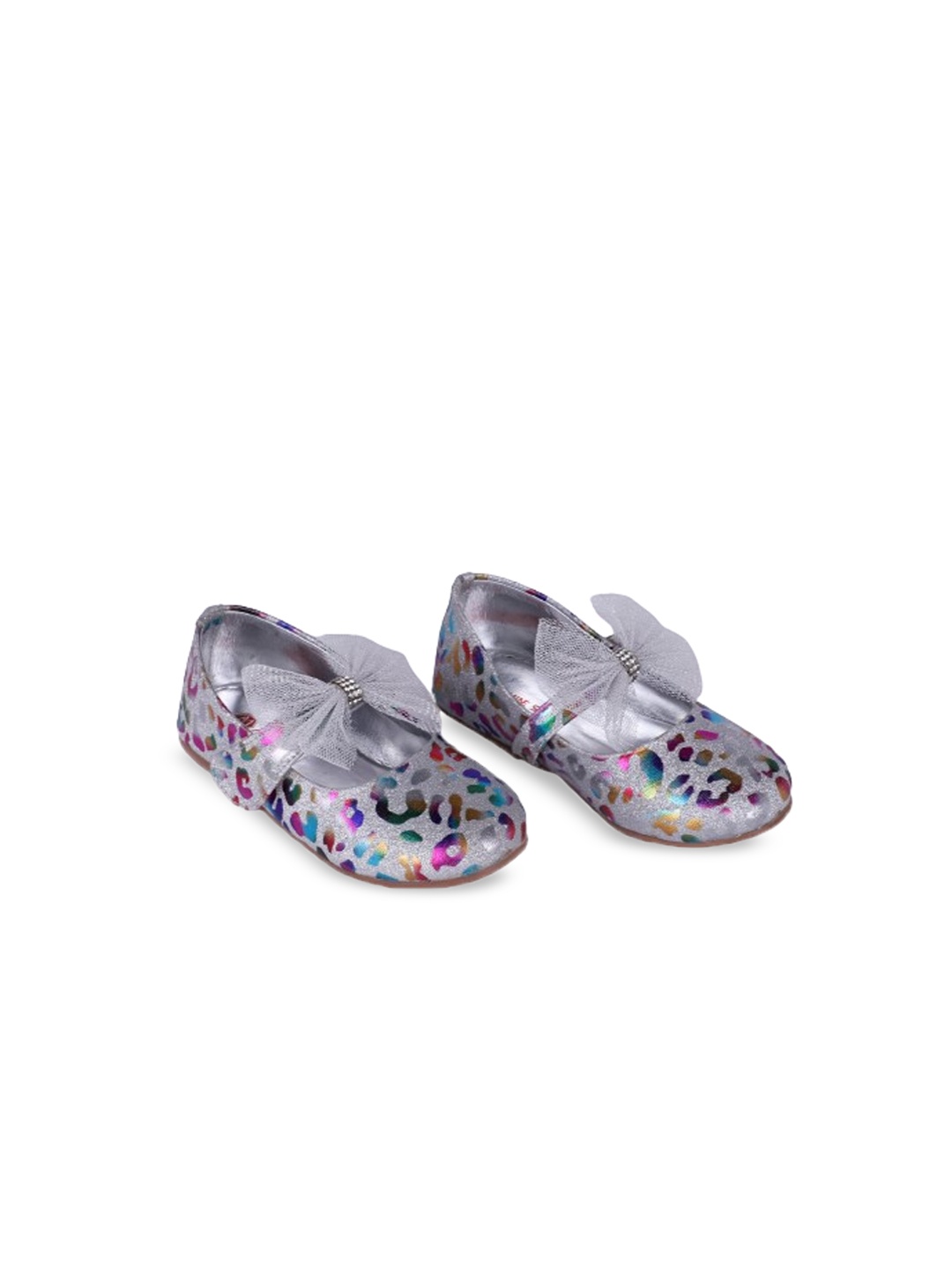 

Minesole Girls Printed Ballerinas With Bow, Silver