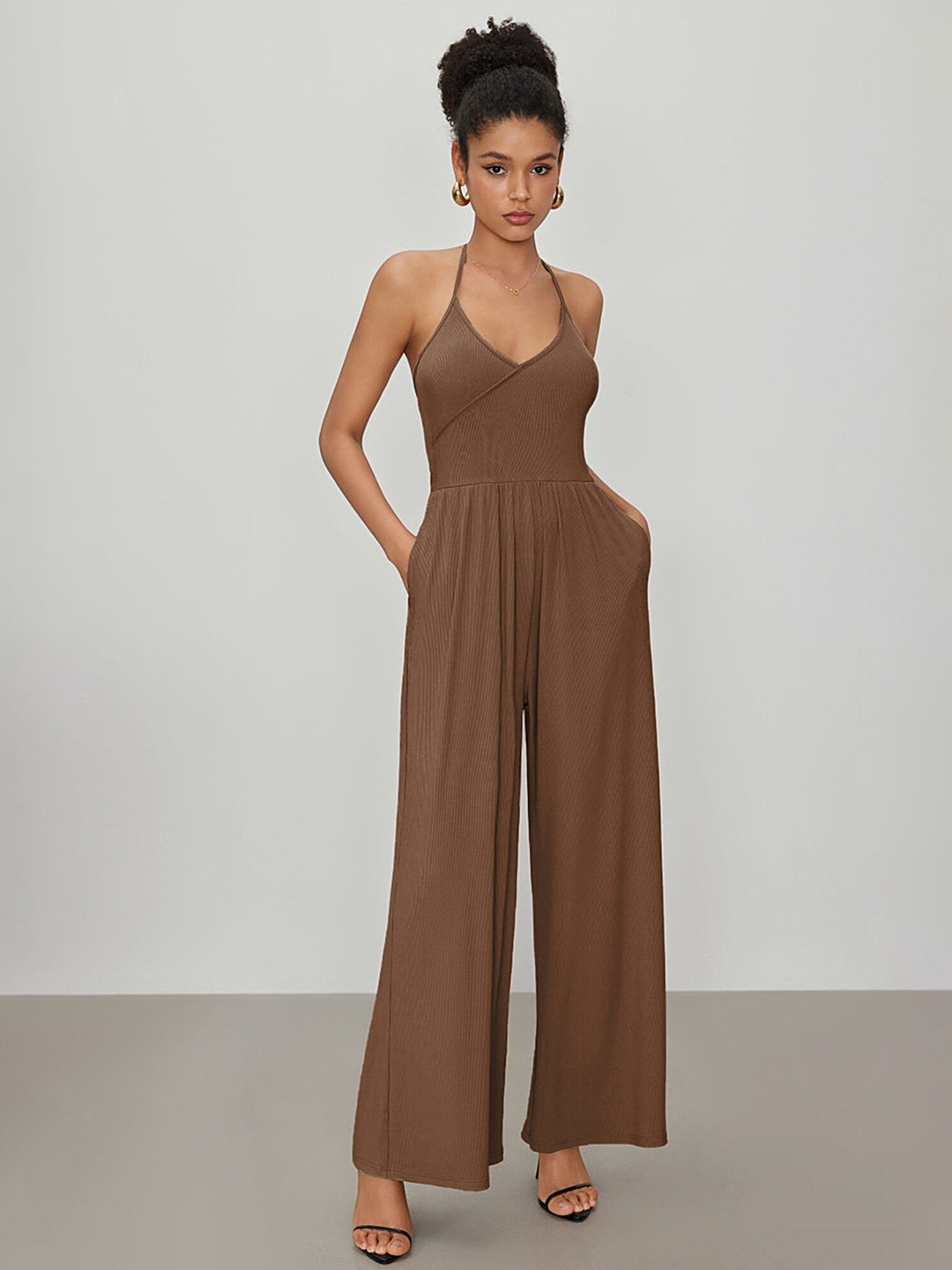 

LULU & SKY Culotte Jumpsuit, Coffee brown