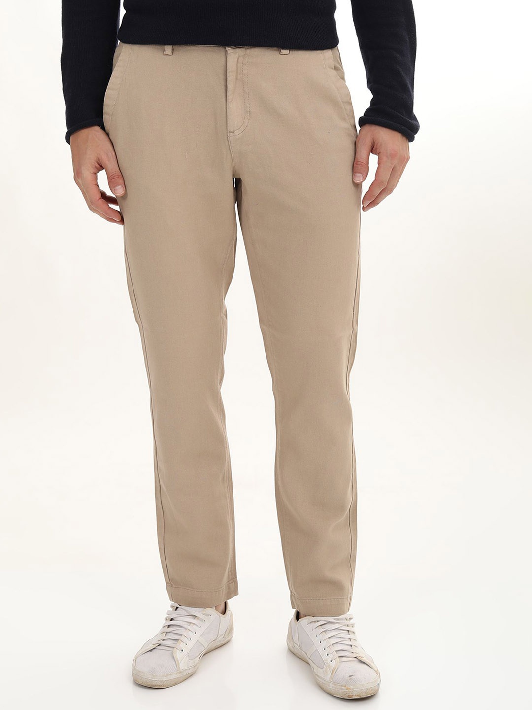 

POE Men Smart Slim Fit Chinos Trousers, Beige