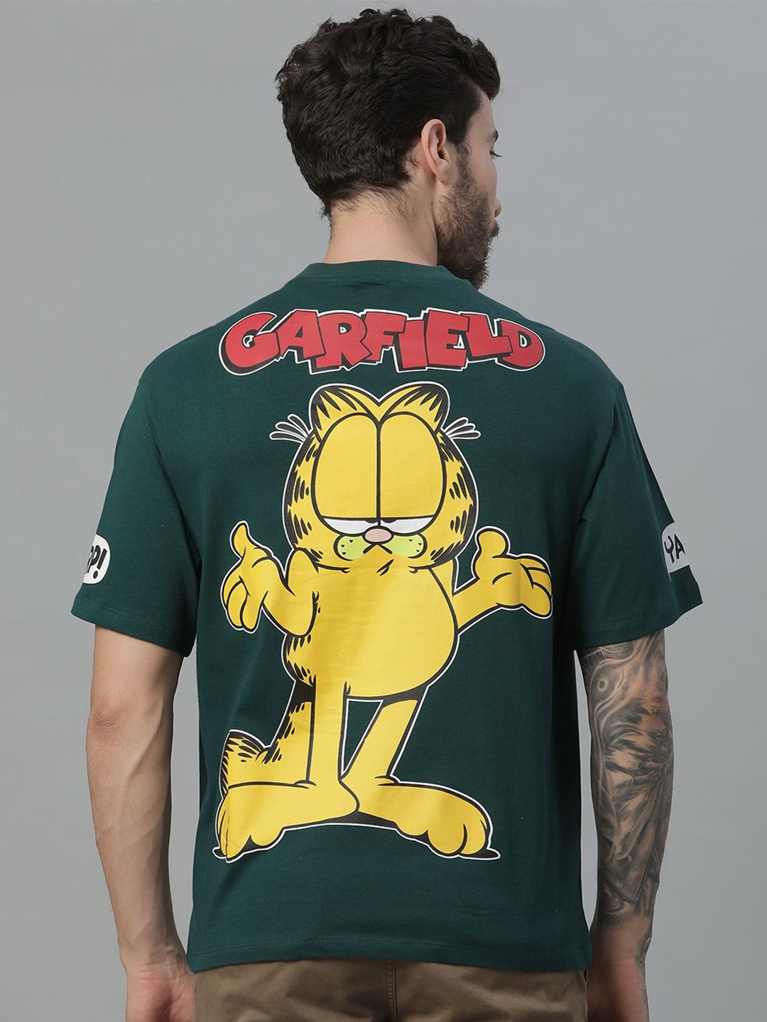 

Free Authority Garfield Printed Pure Cotton Loose-Fit Tshirt, Green