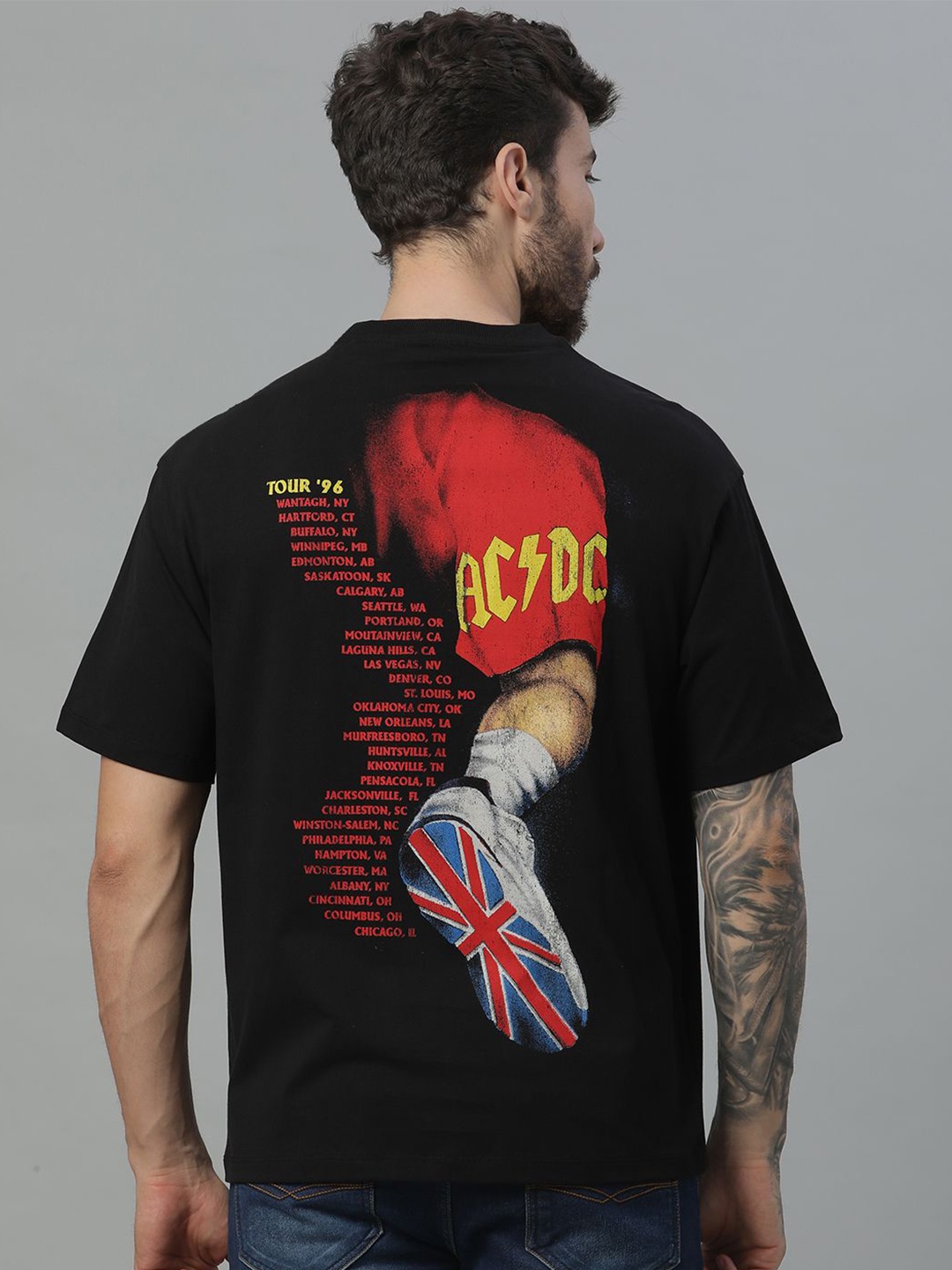 

Free Authority Acdc Printed Pure Cotton Round Neck Tshirt, Black