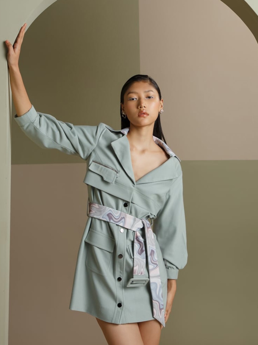 

The Dapper Lady Above Knee Shirt Dress, Green