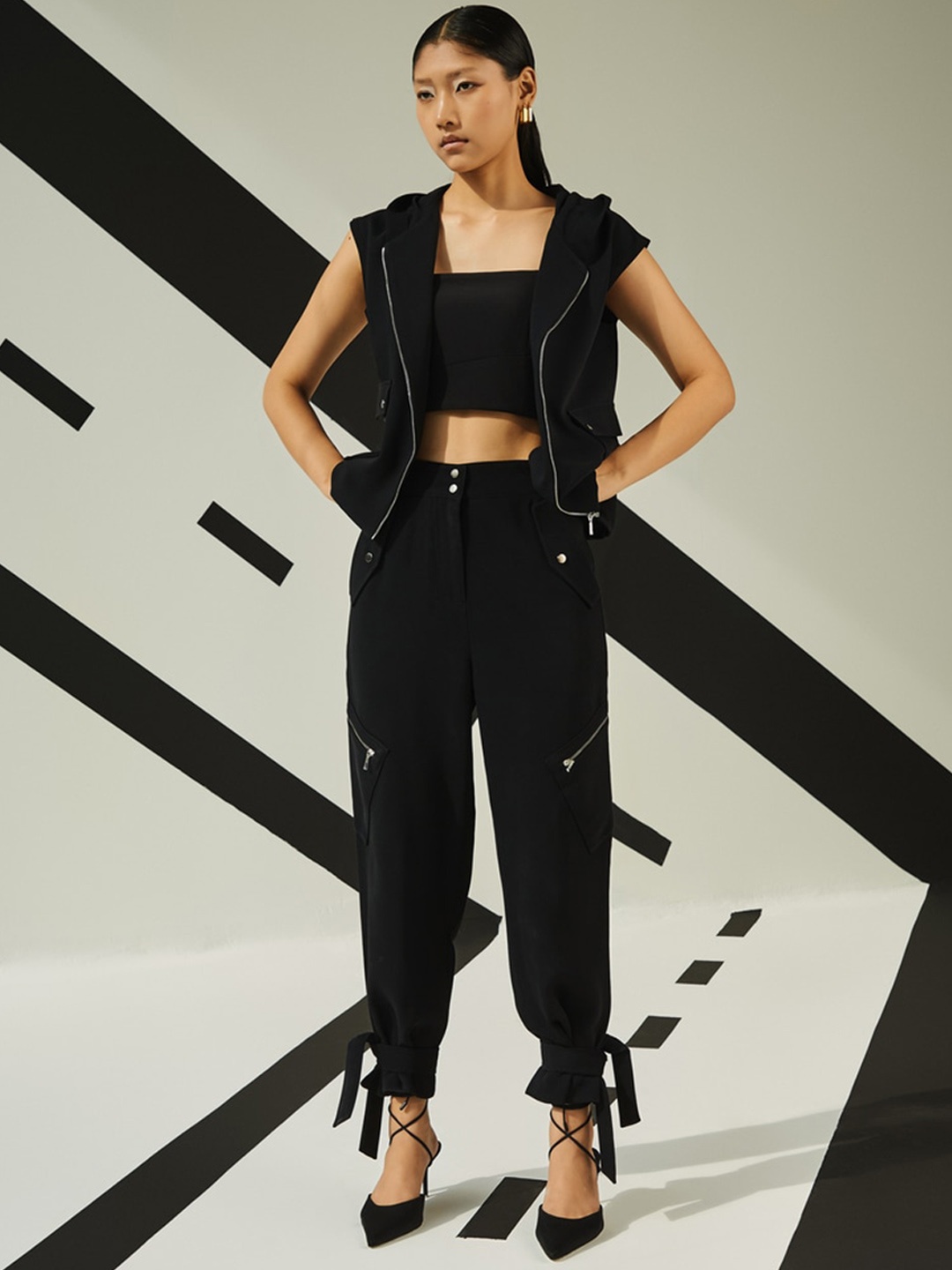 

The Dapper Lady Women Relaxed Straight Leg Mom Fit Joggers Trouser, Black