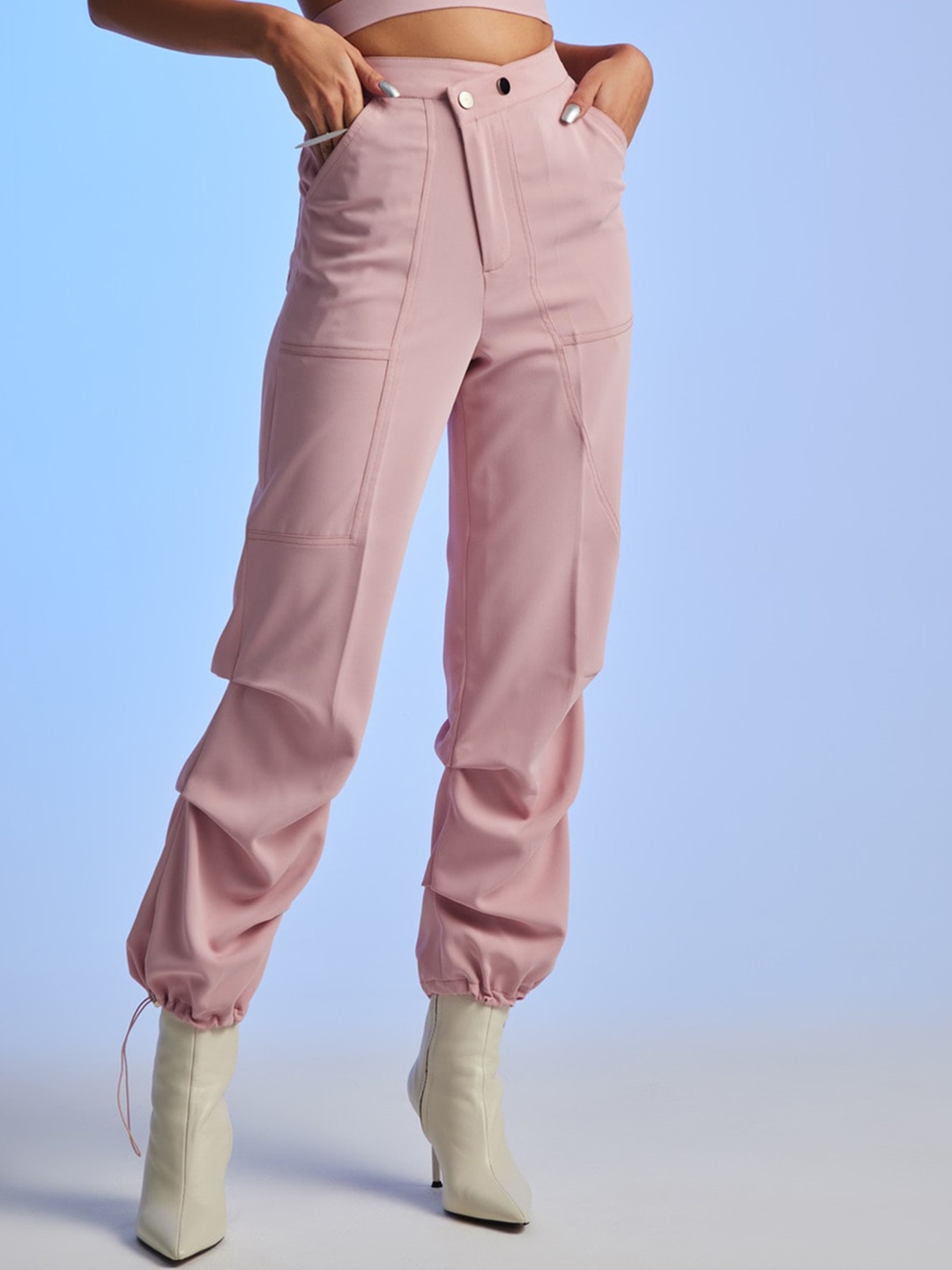 

The Dapper Lady Women Relaxed High-Rise Joggers Trousers, Pink
