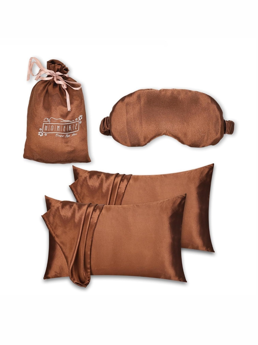 

Homerz Brown 2 Pieces Solid Pure Silk Rectangle Pillow Covers