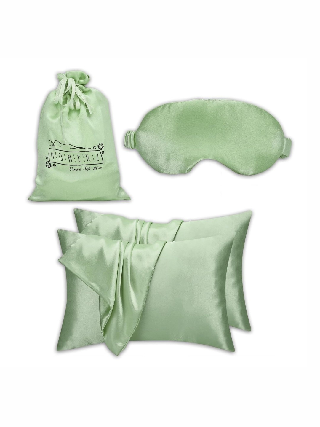 

Homerz Green 2 Pieces Solid Pure Silk Rectangle Pillow Covers