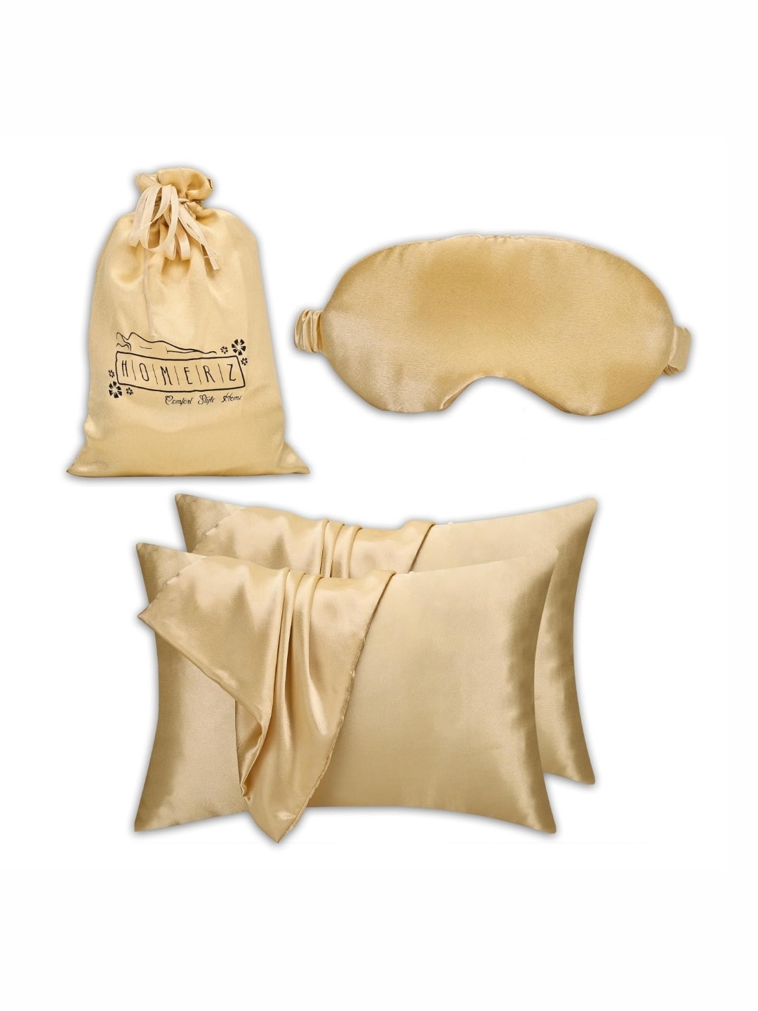 

Homerz Beige 2 Pieces Solid Pure Silk Rectangle Pillow Covers