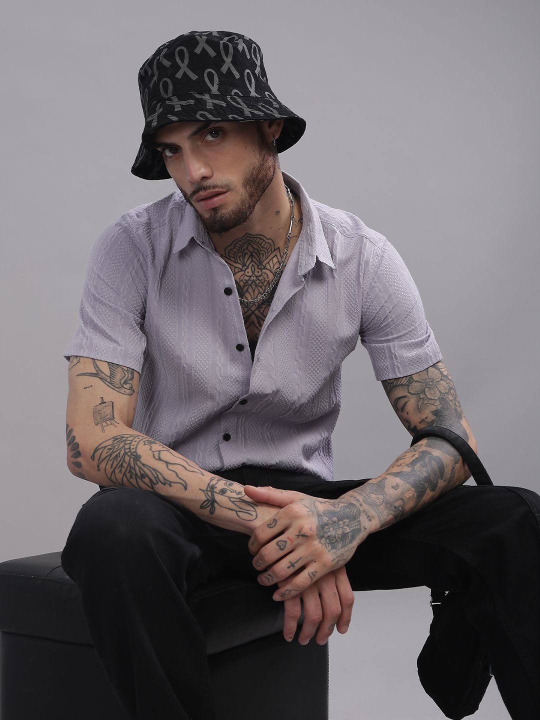 

PAUL STREET Men Standard Slim Fit Pinstripes Opaque Striped Casual Shirt, Lavender
