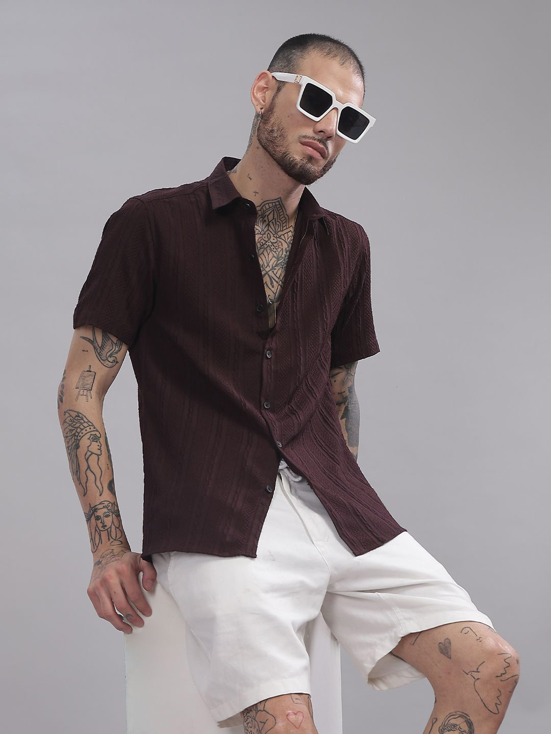 

PAUL STREET Men Standard Slim Fit Opaque Casual Shirt, Brown