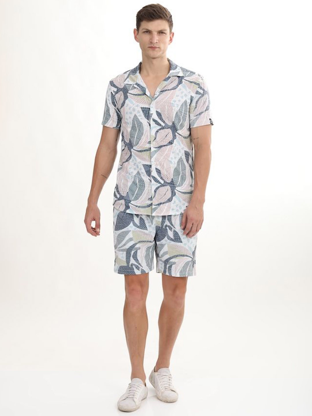 

POE Printed Shirt With Shorts Co-Ords Set, White