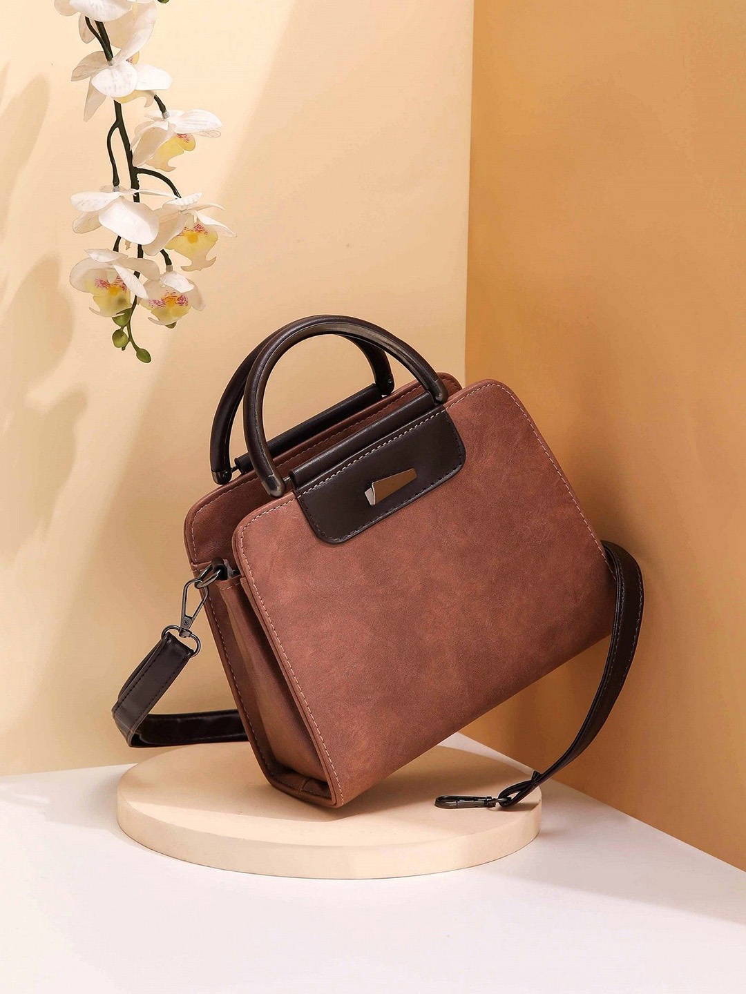 

Diva Dale Textured Structured Sling Bag, Brown