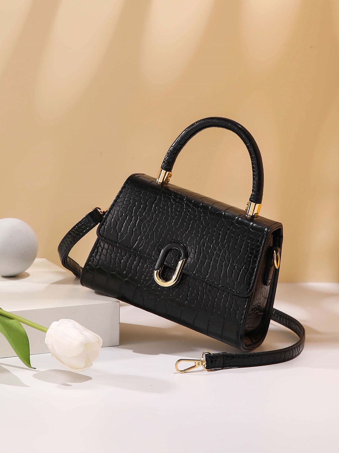 

Diva Dale PU Structured Handheld Bag, Black