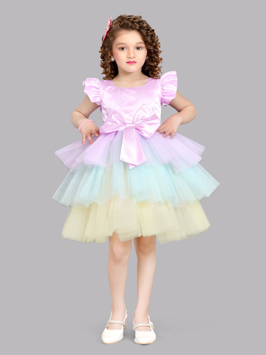 

Pink Chick Layered Net Fit & Flare Dress, Purple
