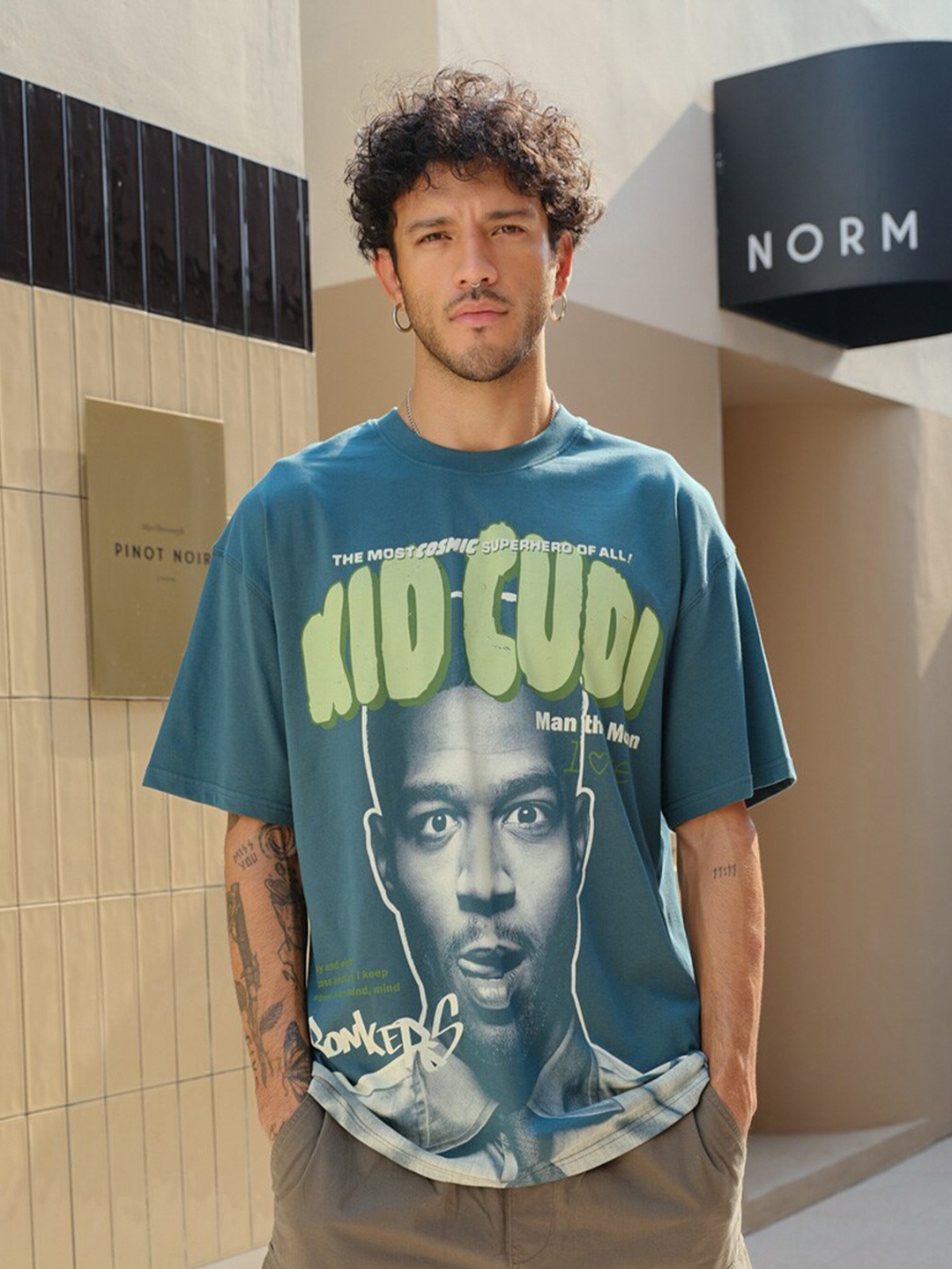 Bonkers Corner Men Typography Printed Pockets T-shirt, Green