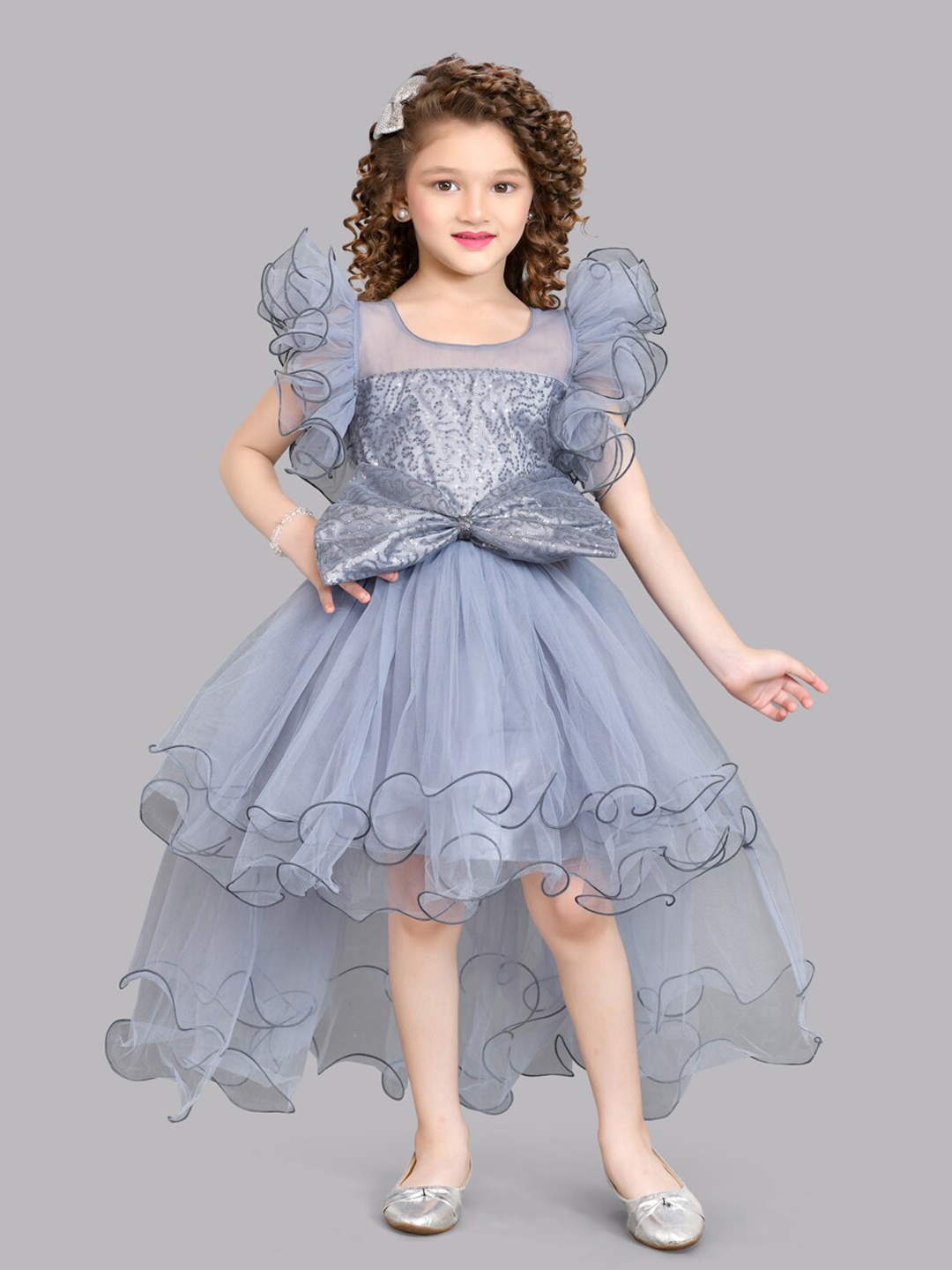 

Pink Chick Net Fit & Flare Maxi Dress, Grey