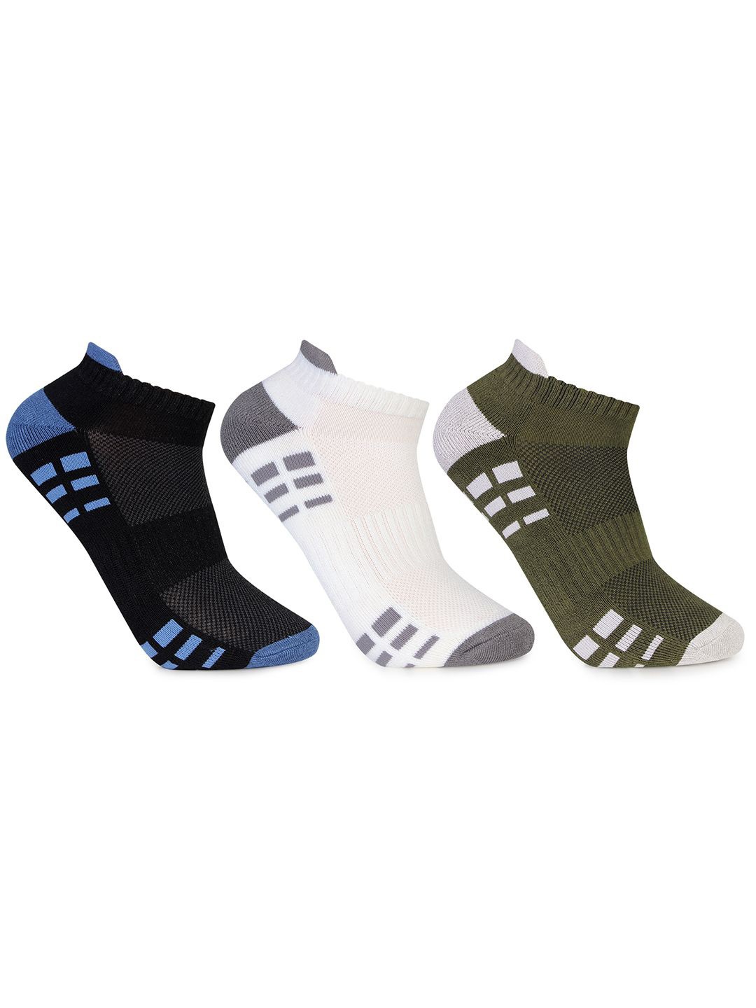 Bonjour Pack of 3 Men Ankle Length Odor Free Breathable Bamboo Cotton Socks, Assorted