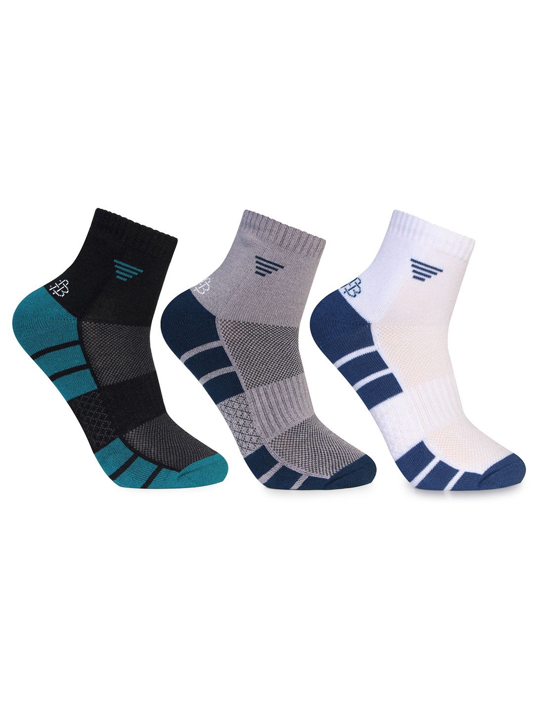 

Bonjour Pack of 3 Men Ankle Length Odor Free Breathable Bamboo Cotton Socks, Assorted
