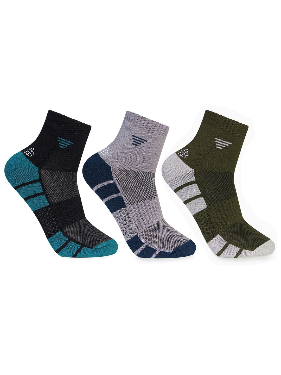 

Bonjour Pack of 3 Men Ankle Length Odor Free Breathable Bamboo Cotton Socks, Grey