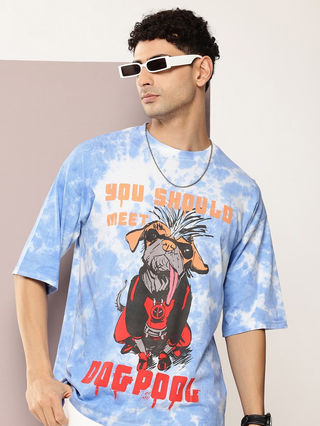 

Kook N Keech Marvel Men Printed Oversized Drop-Shoulder Sleeves T-shirt, Blue