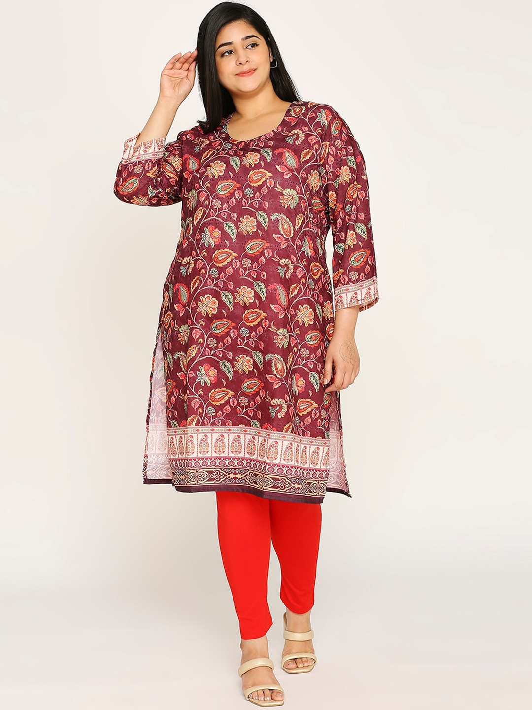 

ZRI Plus Size Women Ethnic Motifs Printed Kurta, Magenta