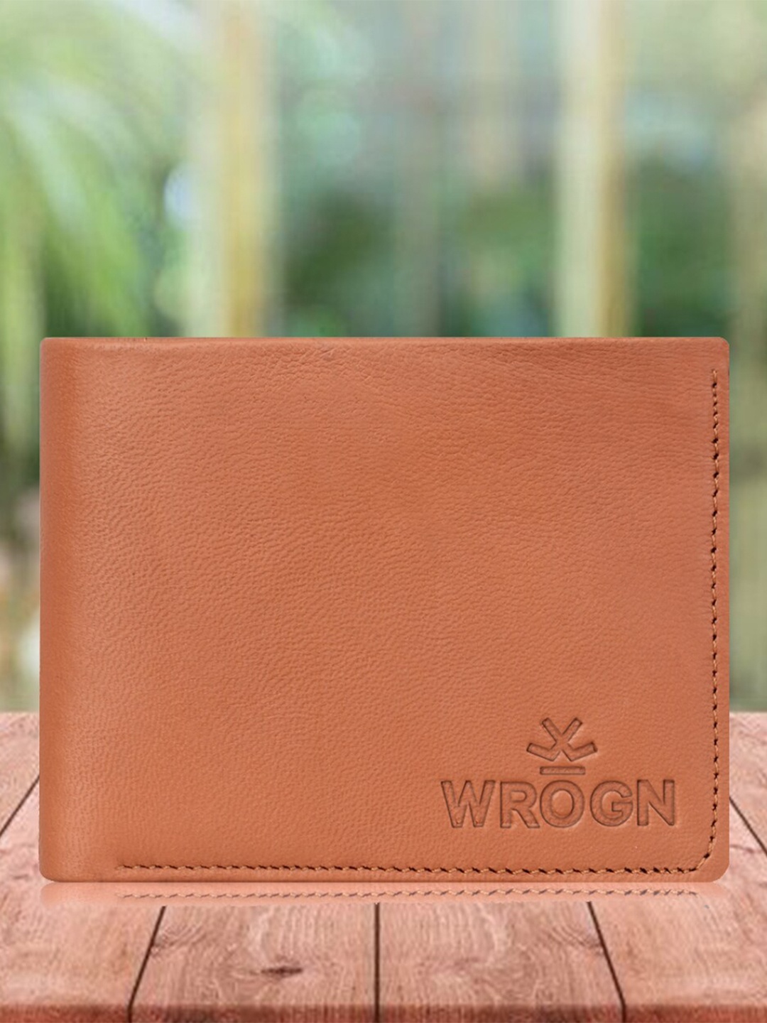 

WROGN Men Textured Leather Two Fold Wallet, Tan