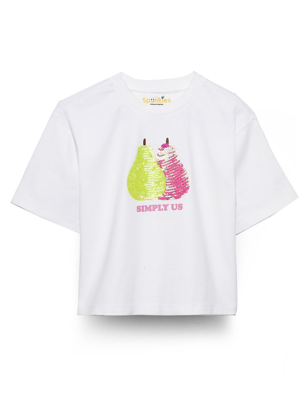 

SPUNKIES Girls Cotton Conversational Embellished Top, White