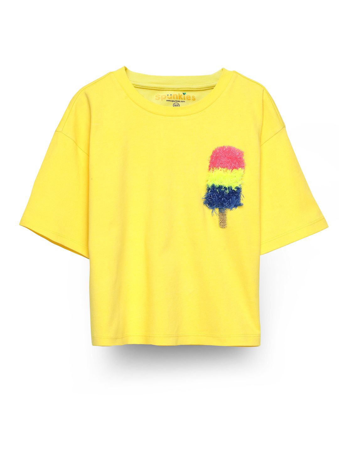 

SPUNKIES Girls Extended Sleeves Cotton Boxy Top, Yellow