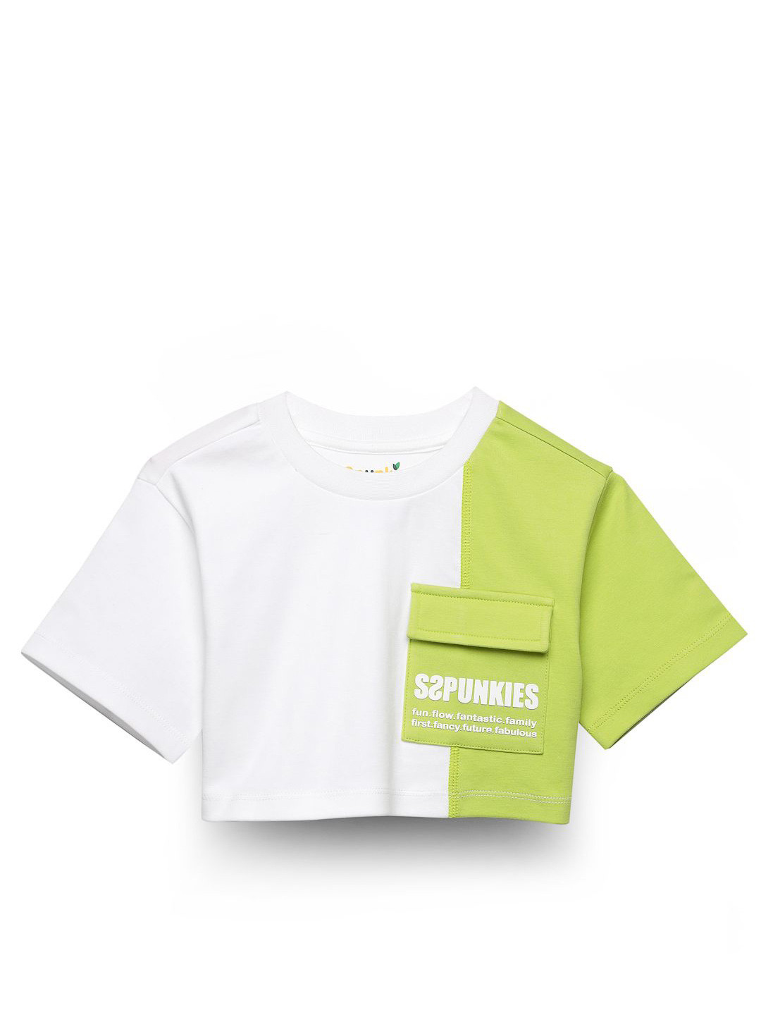 

SPUNKIES Girls Colourblocked Pure Cotton Boxy Top, White