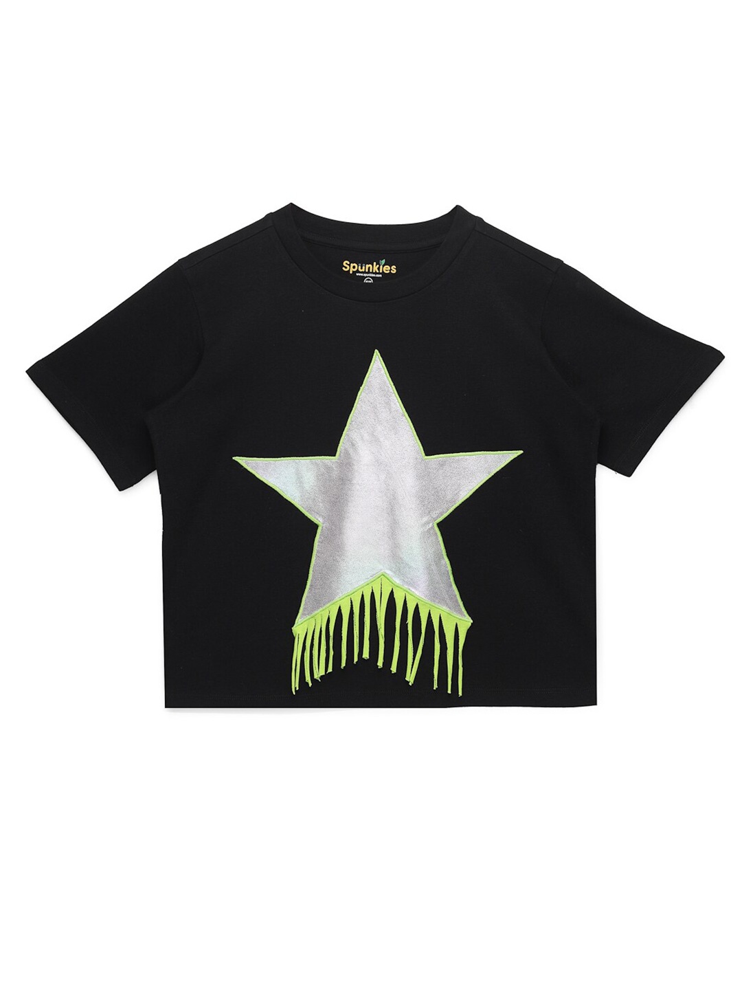 

SPUNKIES Girls Cotton Graphic Printed Top, Black