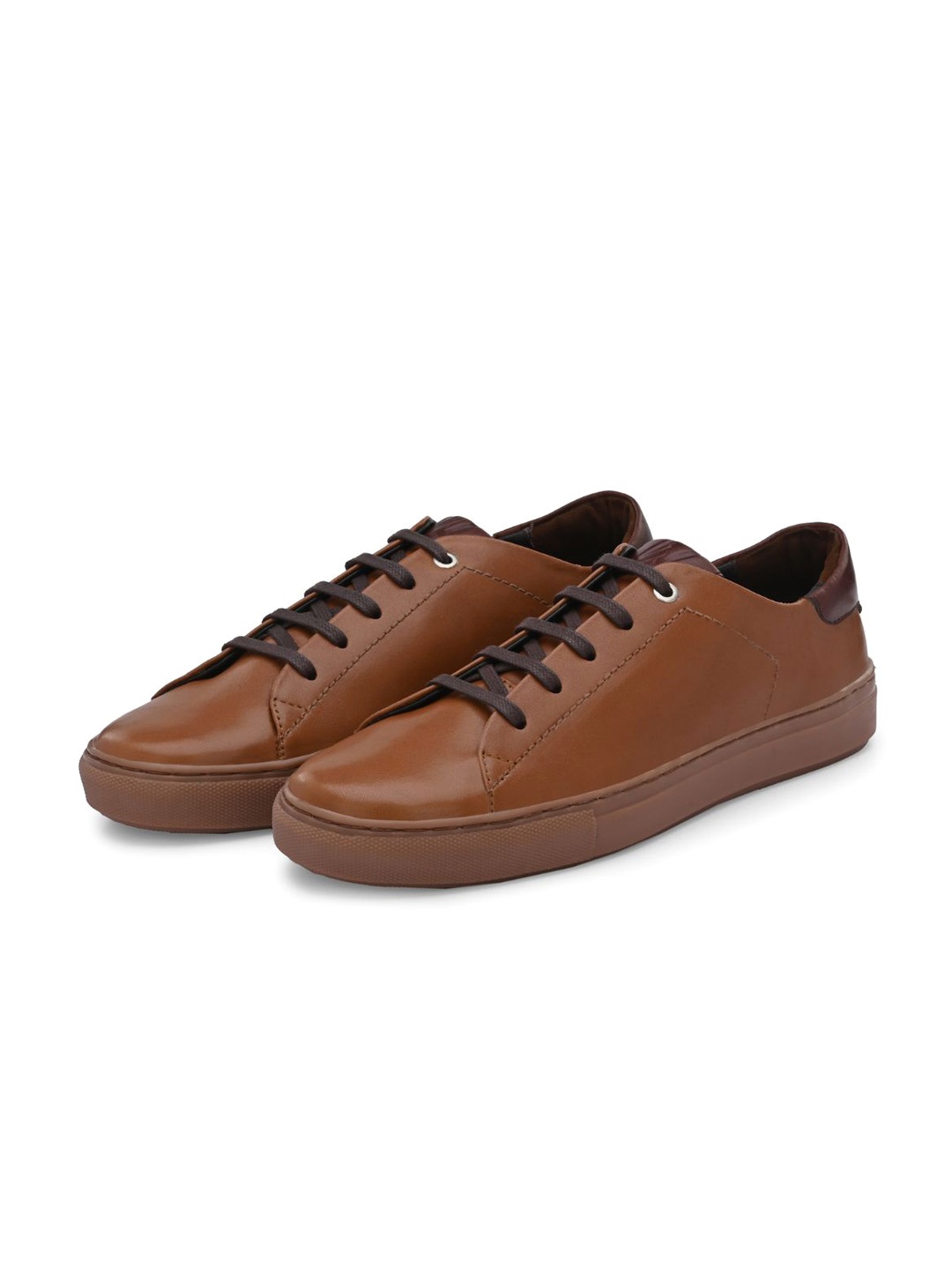 

LEGWORK Men Round Toe Leather Sneakers, Tan